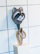 Hand carved hook Raccoon