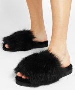 open toe sheepskin slippers