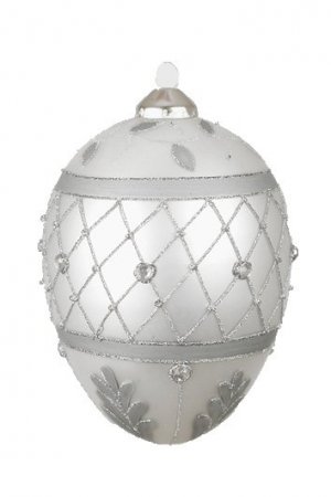Julgranskula äggformad silver